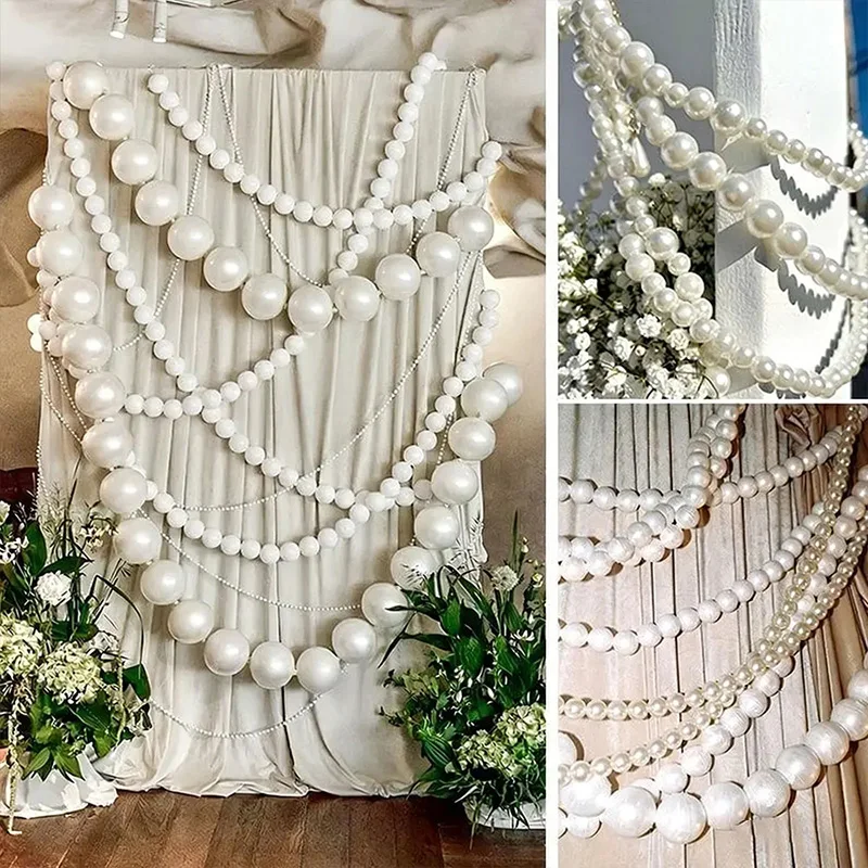 

Giant Pearl String Hanging Garland for Wedding Birthday Home Decoration Bridal Shower Party Photo Props Christmas Tree Wreath