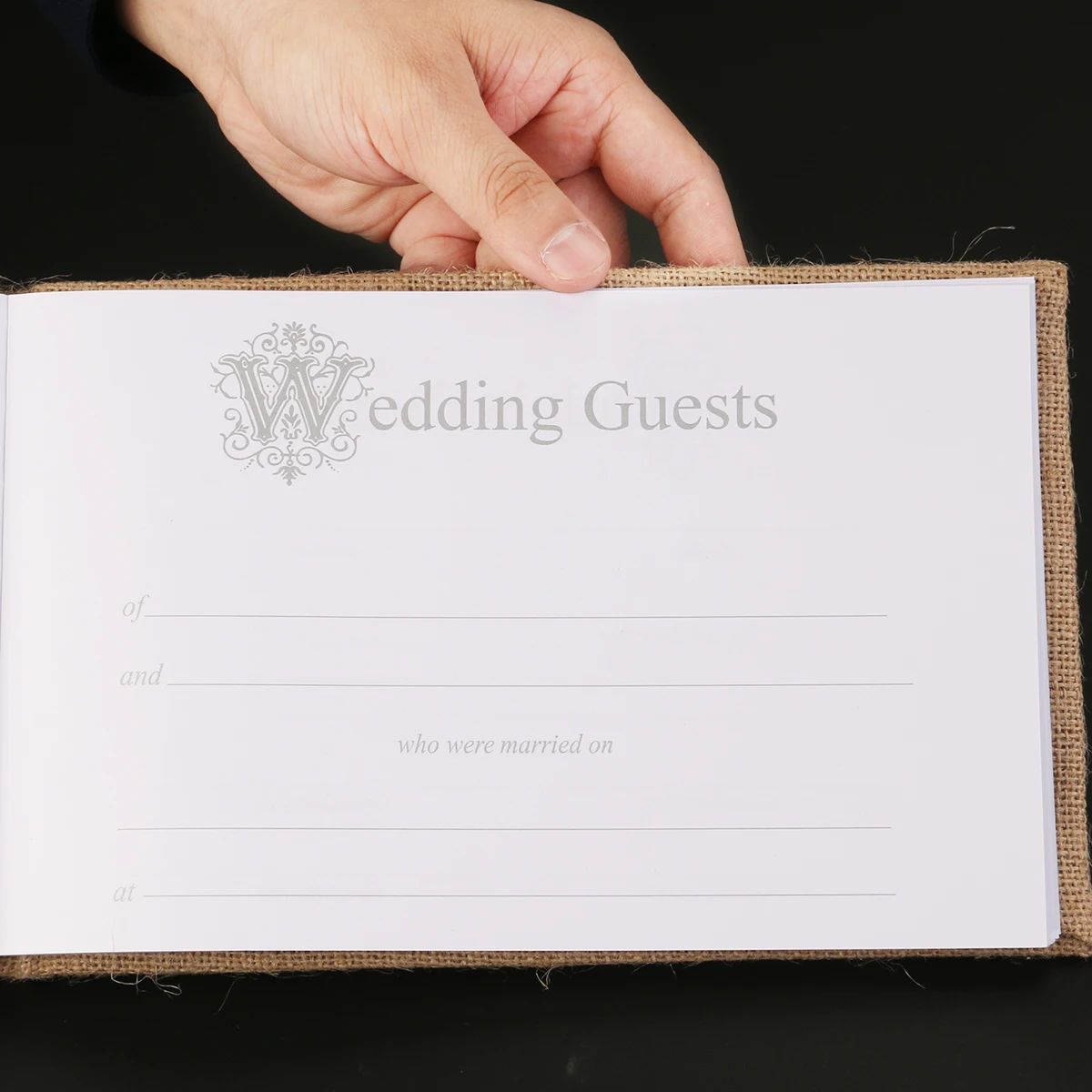 

Burlap Wedding Guest Book 24.5x16x6cm 70 Pages Wood Heart Tags Hessian Sign In Book Ceremony Accessory Compact Lightweight