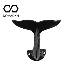 Whale Tail Cast Iron Wall Hooks Towel Hanger Nautical Theme Decorative Hooks Bathrobe Holder Backpack Hooks Clothes Hat Holder