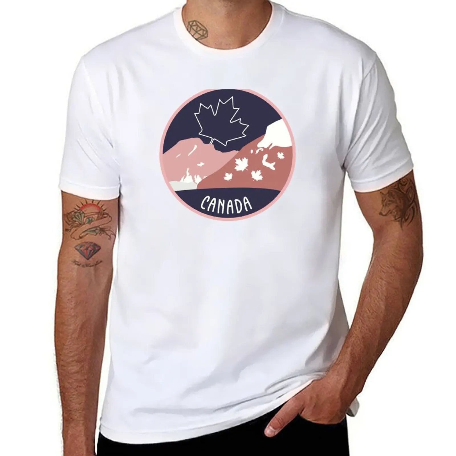 

Canada - Mountains in Purple T-Shirt cotton t shirt man man t shirts high quality luxury brand T-Shirt