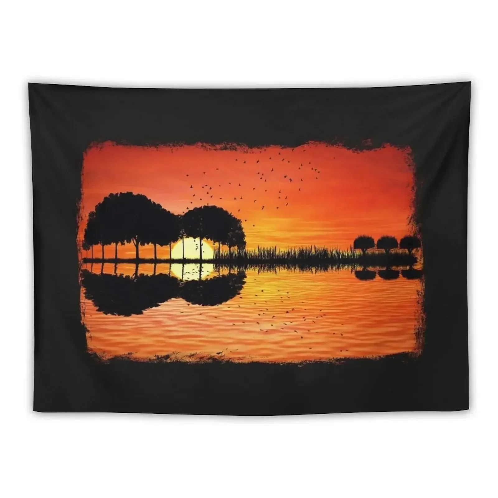 

guitar island sunset Tapestry Room Ornaments Aesthetic Home Decor Tapestry