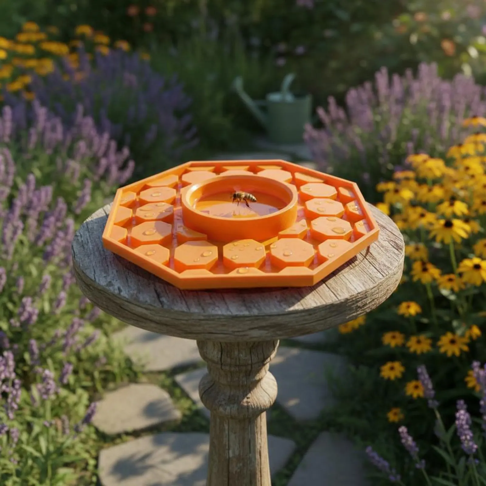 

Bee Watering Dish Anti-Drowning Design Three-Dimensional Printed Bee Drinker Beekeeping Supply Easy to Clean Garden Accessory