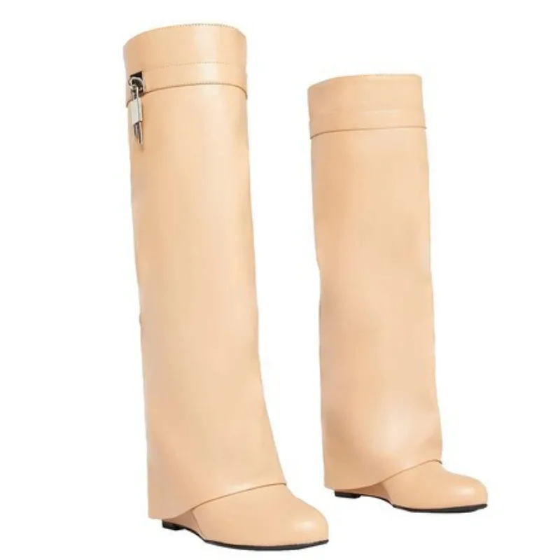 Brand Designer High Top Boots 2026 New Outdoor Office Comfortable Slip-on Women's Knee-high Boots Casual Gothic Motorcycle Boot image 3