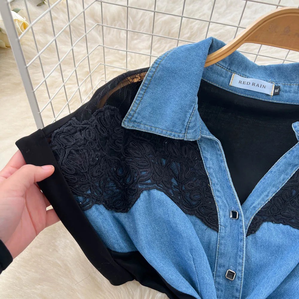 Elegancka sukienka letnia w stylu koreańskim boho, szyta z krótkim rękawem w stylu vintage, imitująca dwuczęściowy krój, z rozcięciem, w stylu fairy.