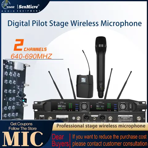 SenMicre KT-UX88ES Professional Performance 2-Channel Wireless Microphone Automatic Spectrum Scan Series Wireless Mic UHF 640-69