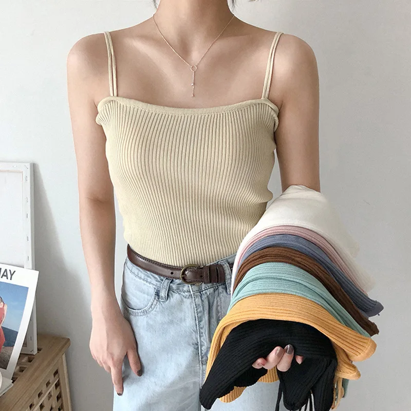 Tshirts Superior Quality spring/summer Sexy Sling Solid Color Cotton Slim Fit Fashion Ladies Tops Dropshipping XMM616