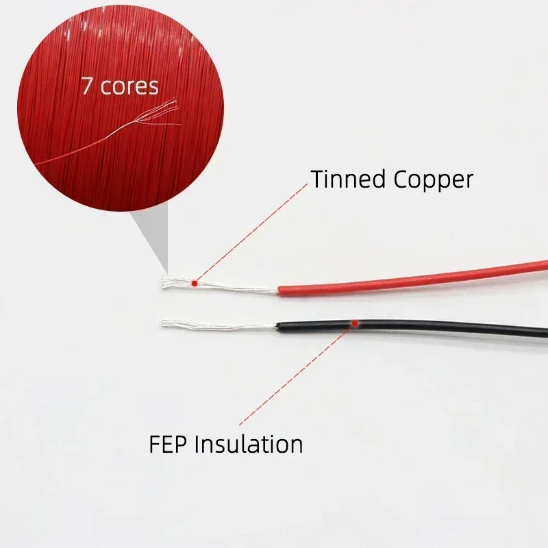 10/20/50M UL10064 Ultra Fine Micro PTFE Wire 40/36/34/32/30/28/26AWG Litz FEP Insulation Tinned Copper Wires for Soldering 30V