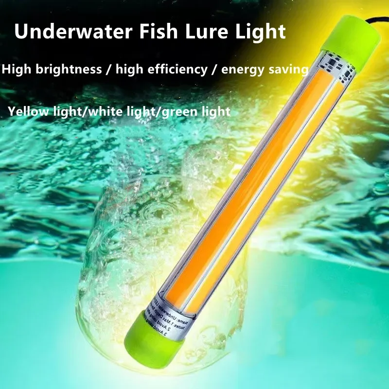 12V 100W 200W LED Bait Submersible Fishing Light 6M Wire Green Yellow Underwater Shad Squid Crappie Lure Night Fishing Finder