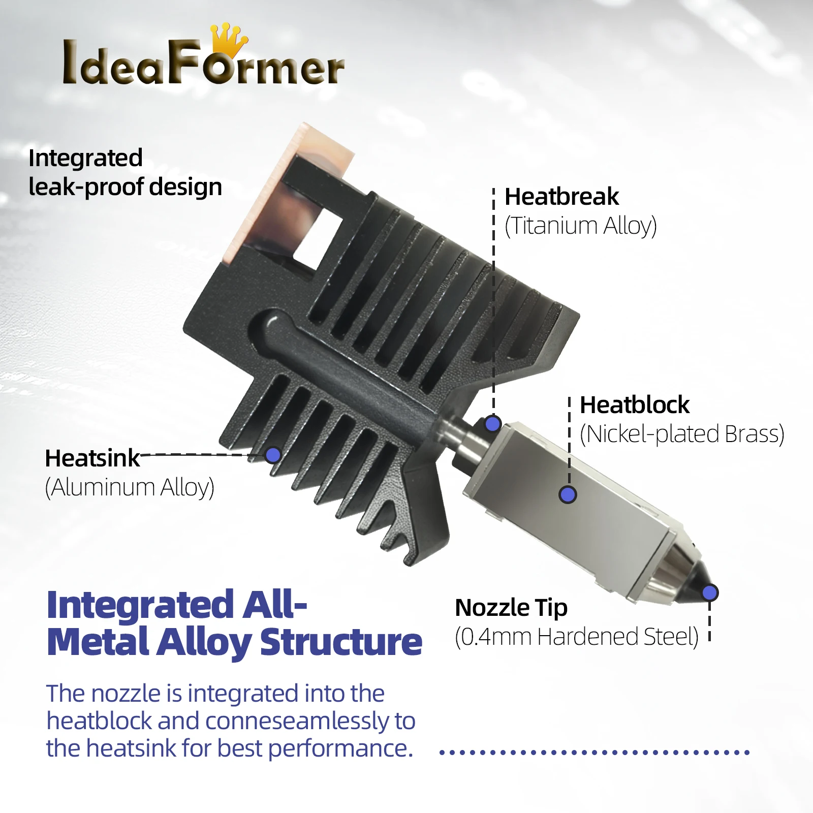 

For Snapmaker U1 Hotend Kit 24V 48W Ceramic Heating Block High Flow With 0.4mm Hardened Steel Nozzle For U1 3d Printer Parts