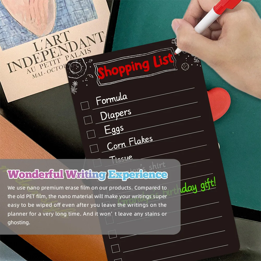 Black Fridge Magnets Weekly Planner Boards Rewritable Refrigerator Stickers Dry Erase Message Board Kitchen Decoration