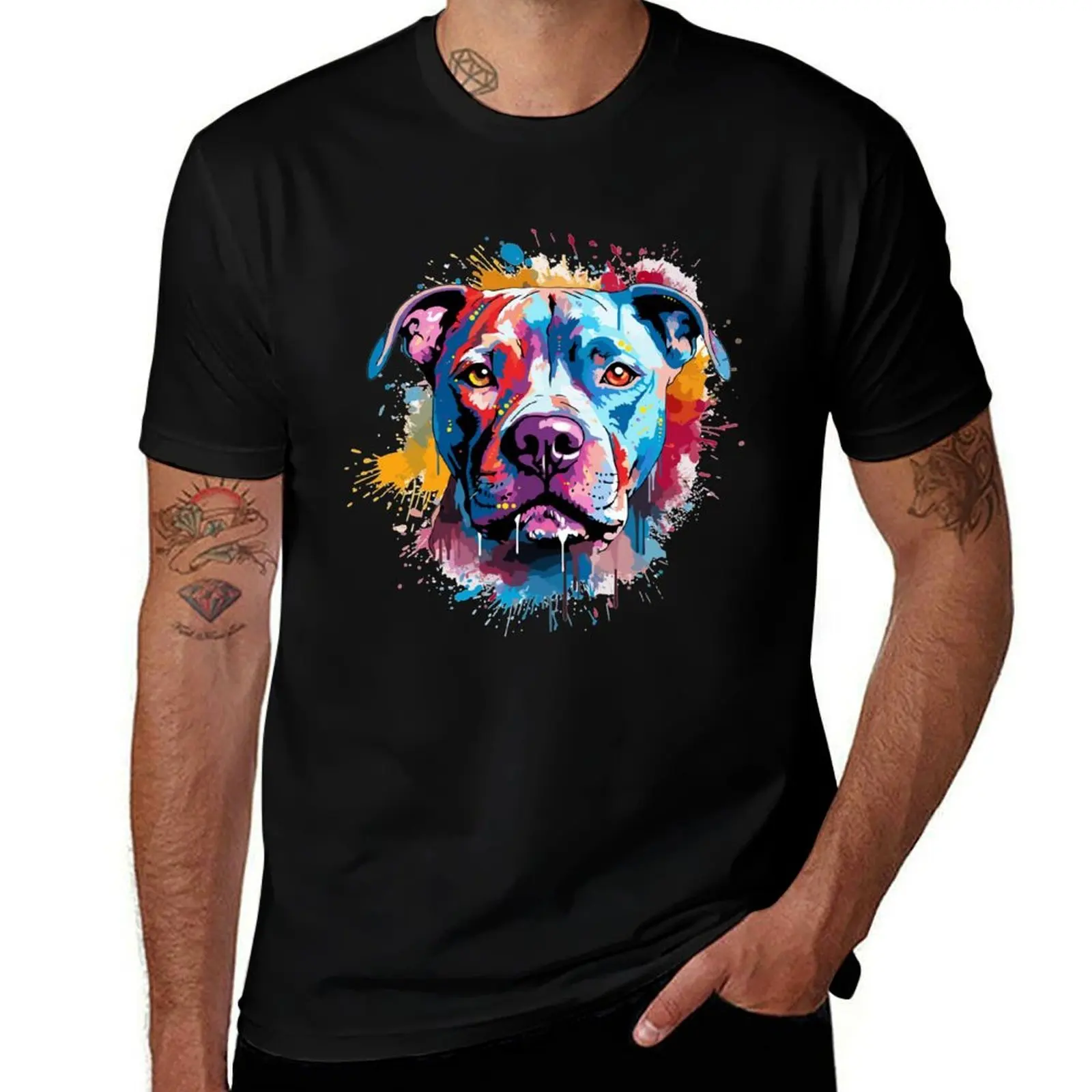 

Футболка с акварелью Pitbull, новое издание, футболки с рисунком рэпера, одежда с графикой, мужская дизайнерская футболка