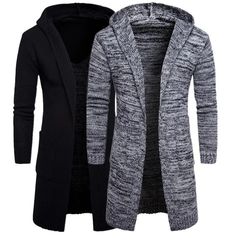 

Мужской весенне-осенний кардиган с капюшоном, вязаный свитер из хлопка, повседневная молодежная одежда, однотонный, прочный, дышащий