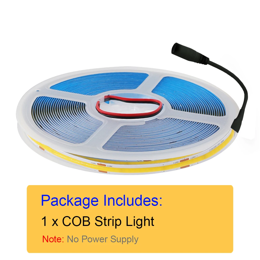 New 12V COB Led Strip With Switch Power Kit US EU UK AU Plug Flexible Light Tape Ra90 320 Leds High Density Linear Lighting image 3