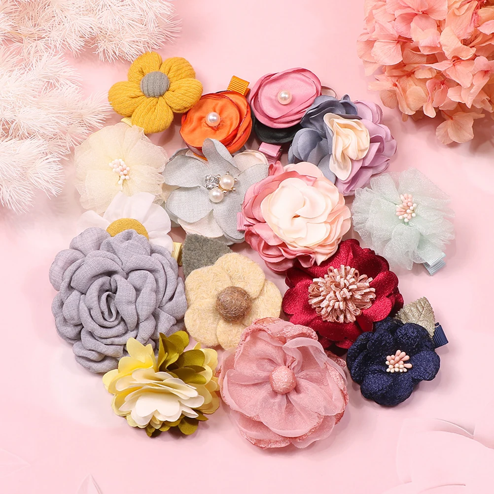 

15pcs Multicolor Flower Clips Cute Accessories For Girls Summer Floral Barrettes Decorative Hair Clip Comfortable Stylish