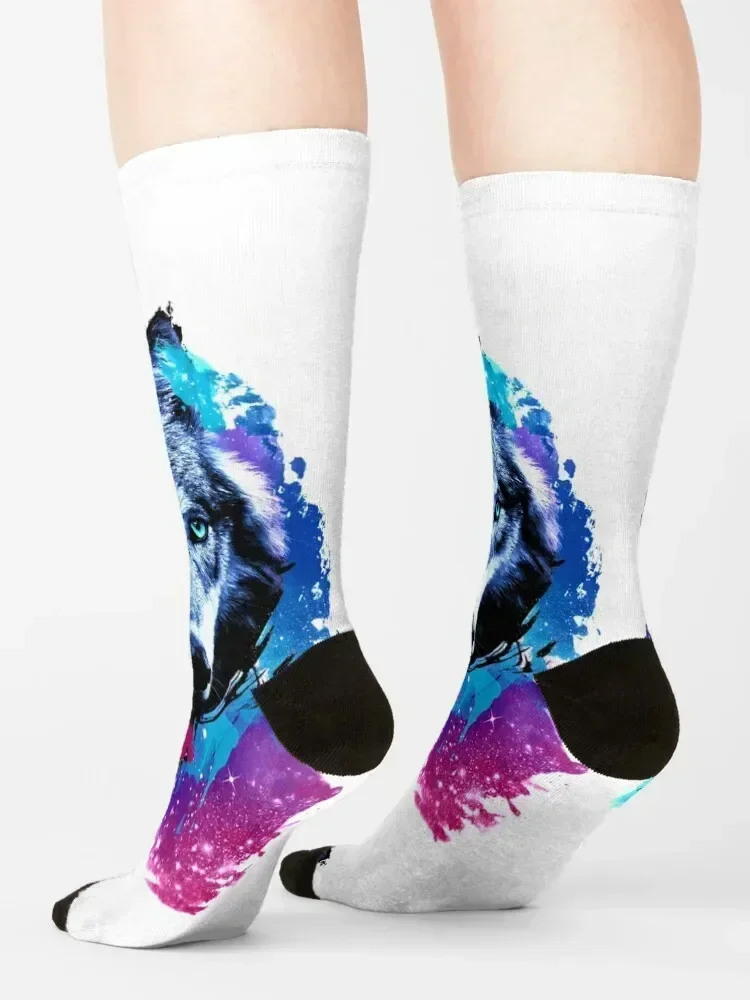 Galaxy Wolf Socks FASHION essential Run retro Men's Socks Luxury Women's