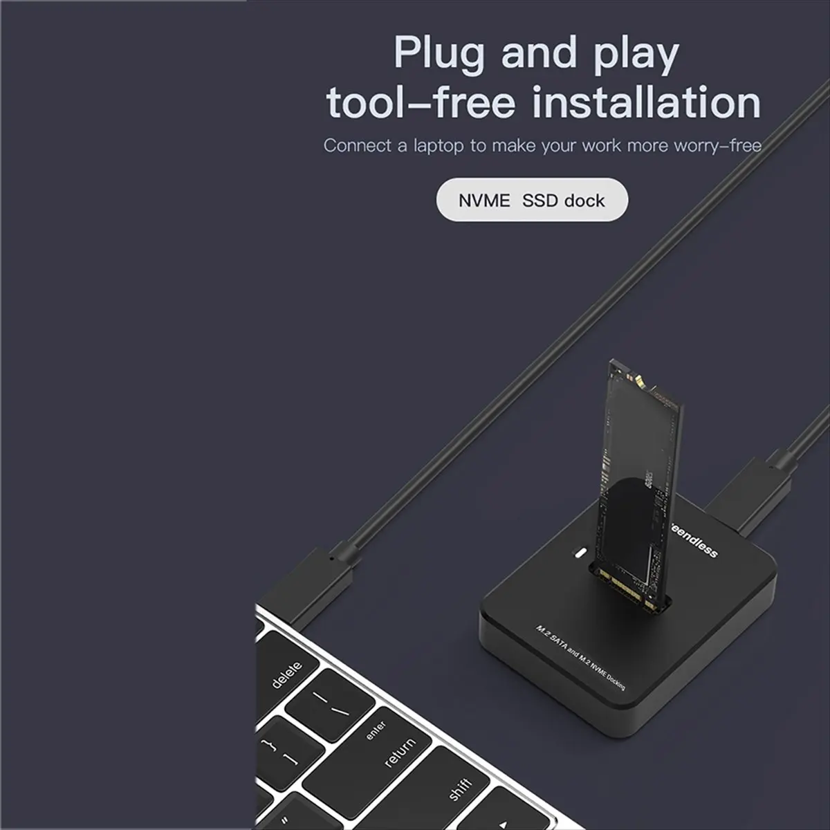 SWXF  Dual Protocol M.2 SATA SSD Docking Station Base External SSD Hard Disk Enclosure Online Reading Writing Speed