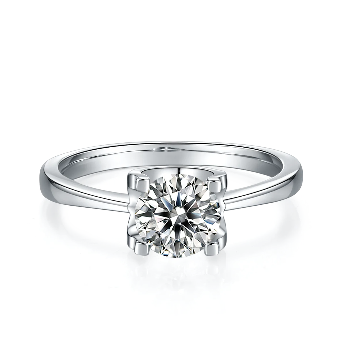 خاتم نسائي كلاسيكي Bull Head S925 مطلي بالفضة والبلاتين مويسانيتي 1 قيراط درجة D