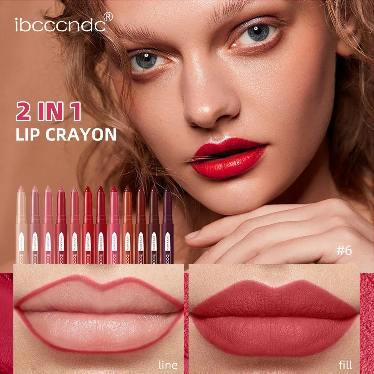 2-in-1 Lip Liner Waterproof Long Lasting Matte Lipstick Pencil