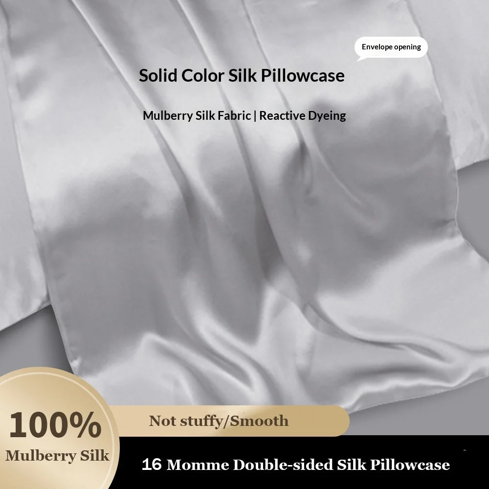 100% Mulberry Silk Pillowcase 16 Momme Double-Sided Envelope, Soft Breathable Cooling Silk Pillow Case 51x76cm for Hair and Skin