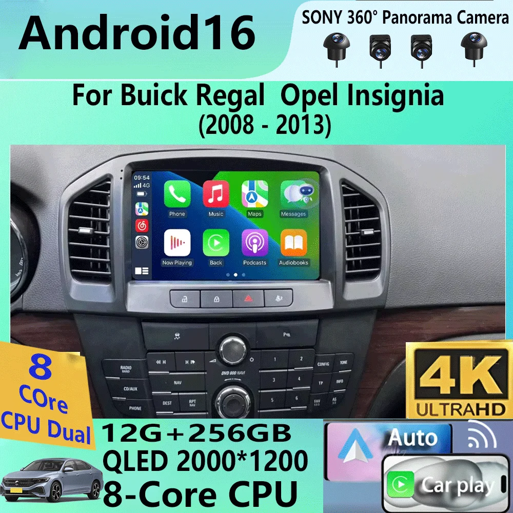 

Android16 Car Radio Carplay For Buick Regal 2009-2013/Opel Insignia 2008-2012 Navigation Multimedia Video Player WIFI 360 camera
