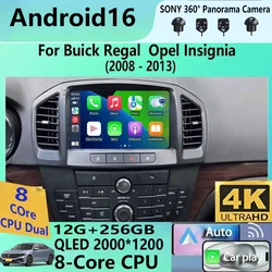 Android 16 Carplay Auto For Buick Regal 2009-2013 Opel Insignia 2008-2012 Multimedia Car Radio Player WIFi+4G No 2din DVD Stereo