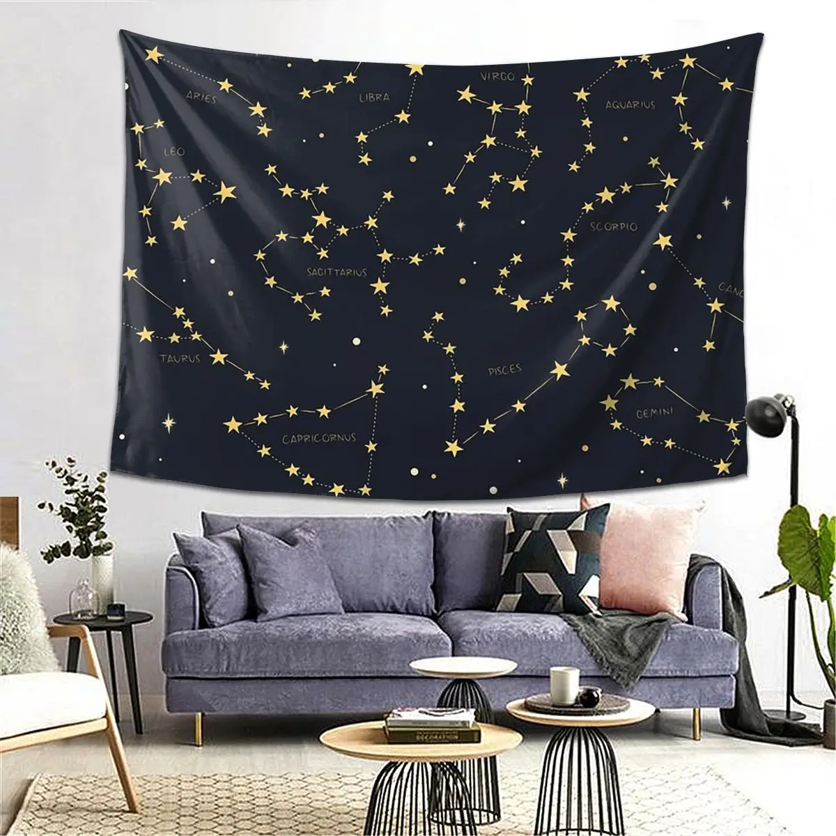 

Zodiac Constellations Space Tapestry Decoration Art Aesthetic Tapestries for Living Room Bedroom Home Wall Cloth Wall Hanging
