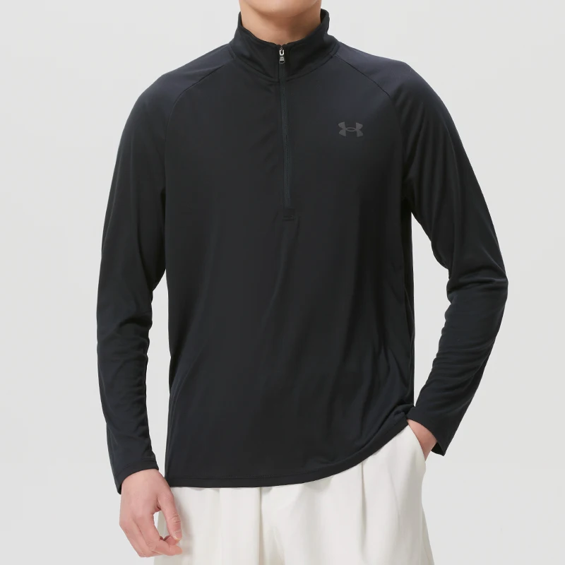 Camiseta de manga larga para hombre Under Armour con media cremallera, cómoda, transpirable, versátil, para fitness, correr, entrenamiento, ropa deportiva 1328495-001