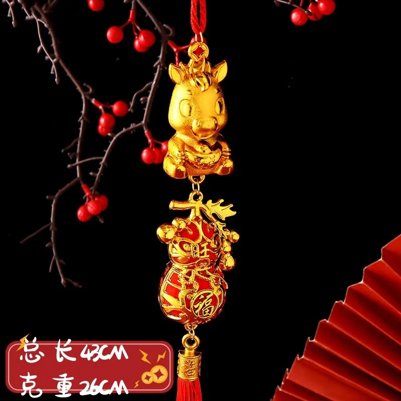 

10 шт., подвески на удачу в год лошади, красные кисточки, богатство, фэншуй, подвесной декор, подвески для весеннего фестиваля для дома, украшения для дерева бонсай