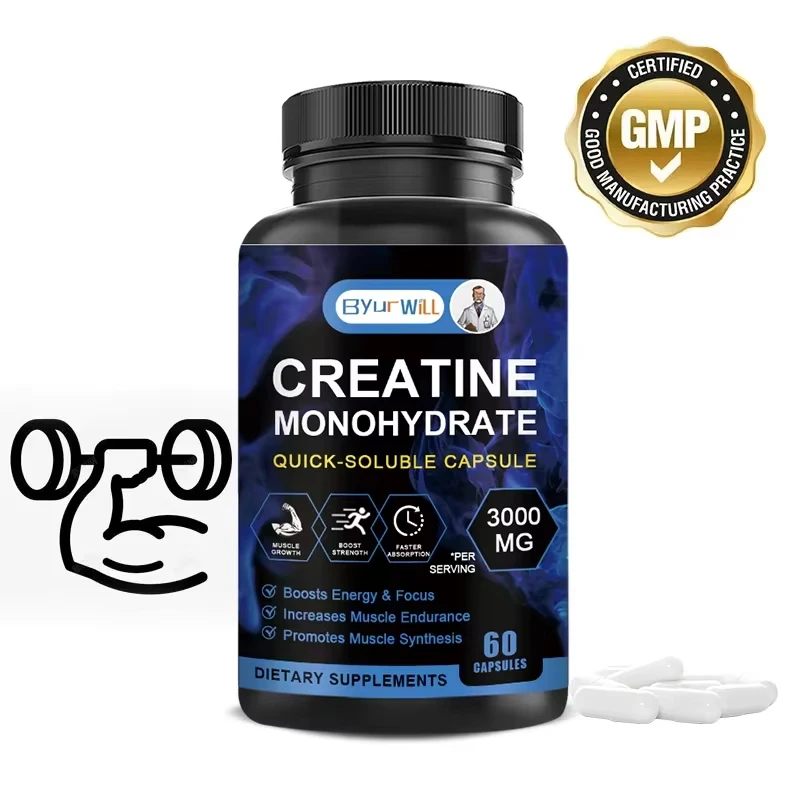 

3000mg Creatine Monohydrate - Increase Muscle Strength and Improve Athletic Performance, Non-GMO, Gluten-Free