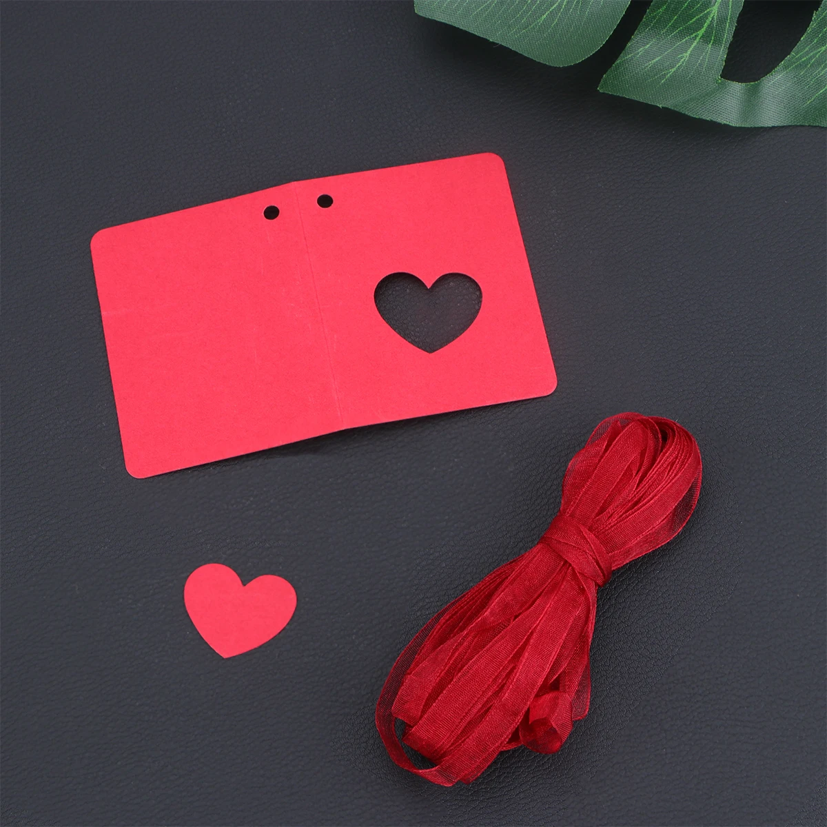 

50 Pcs Heart Tag with Red Rope Kraft Paper Lable for Wedding Birthday Decoration Hollow Shape