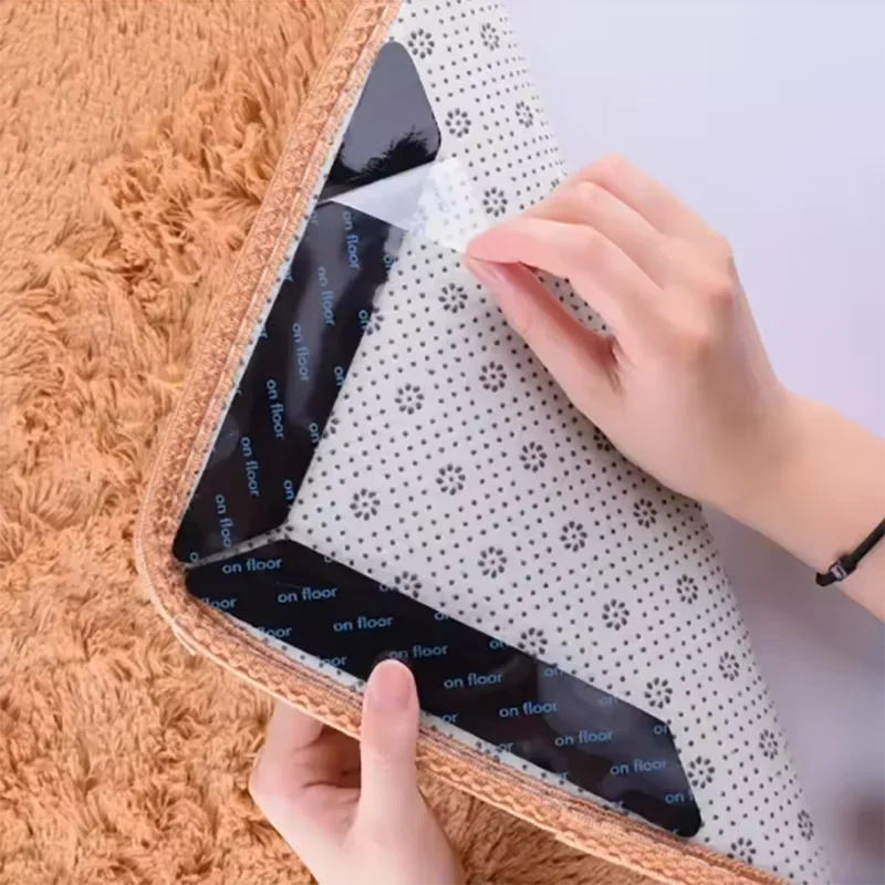 8pcs Carpet Mat Anti Slip Patch PU Reusable Washable Traceless Anti Curl Carpet Patch Double Sided Fixed Patch