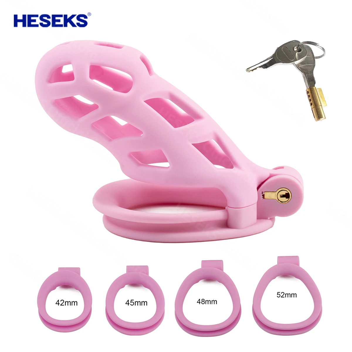 HESEKS Male Cock Cage Chastity Device With Penis Rings Delayed Ejaculation Penis Stimulator Locked Cage BDSM Sex Toy for Men