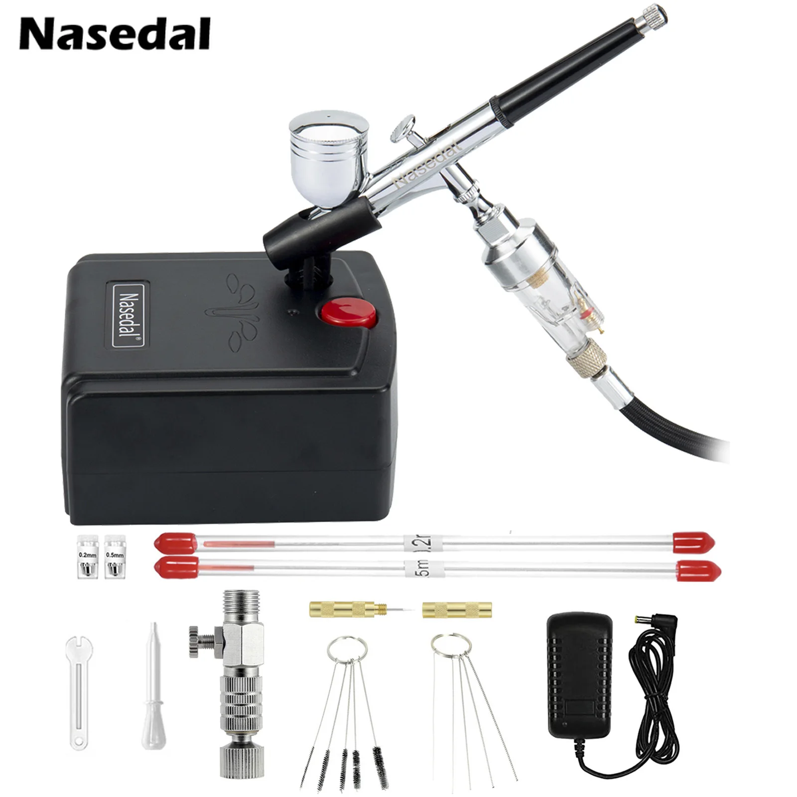 Nasedal 0.3mm Airbrush 30psi Air Compressor Kit Air Brush Spray Gun for Nail Model Painting Tool Cake Fish Car DIY Paint Tool