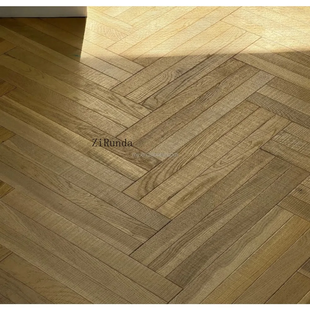 Versión personalizada del piso de madera de ingeniería en espiga, piso de roble blanco parquet de moda