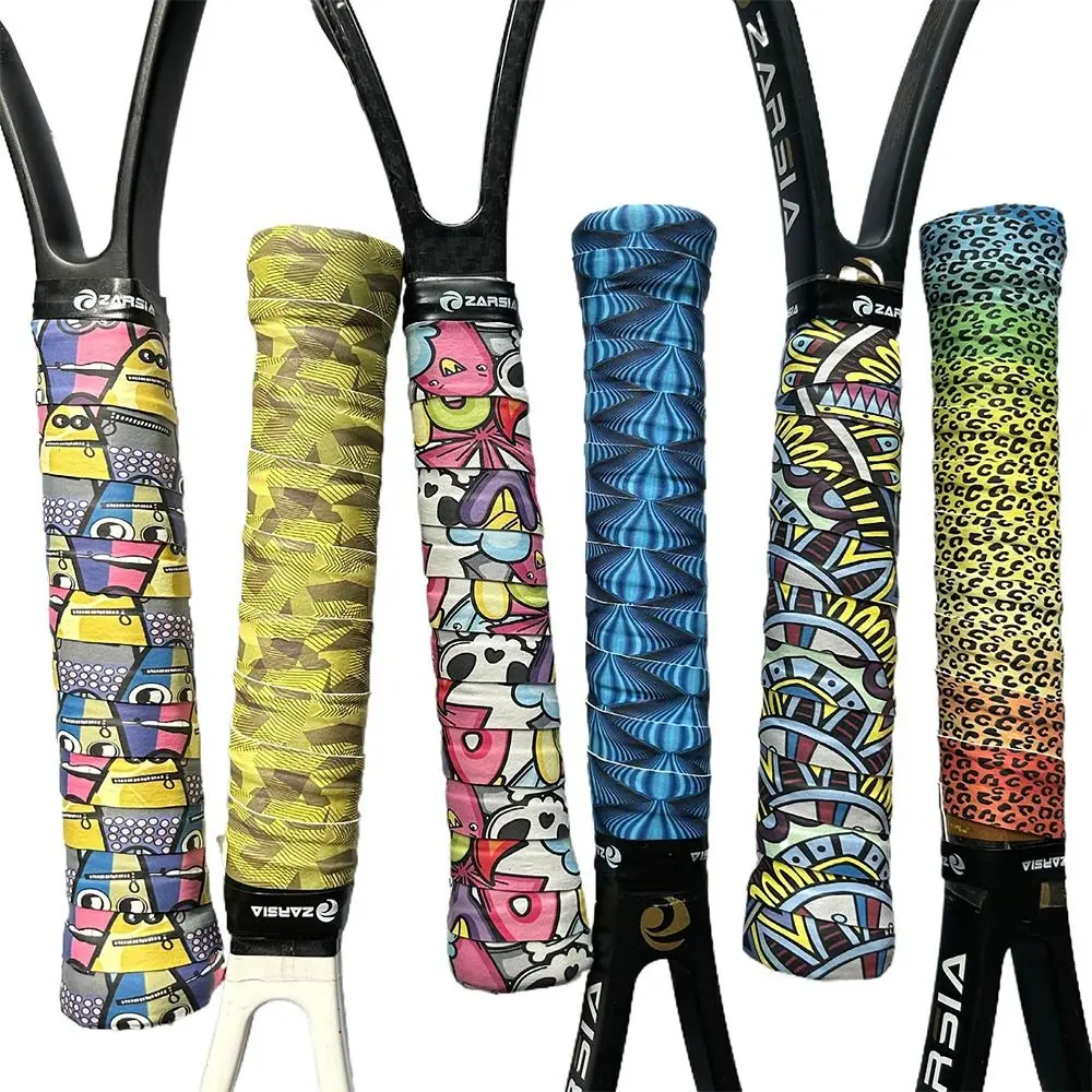 متعدد الألوان مضرب بدمنتون Overgrips الطباعة الجديدة ذاتية اللصق مضرب تنس العصابة امتصاص الصدمات لوازم رياضية