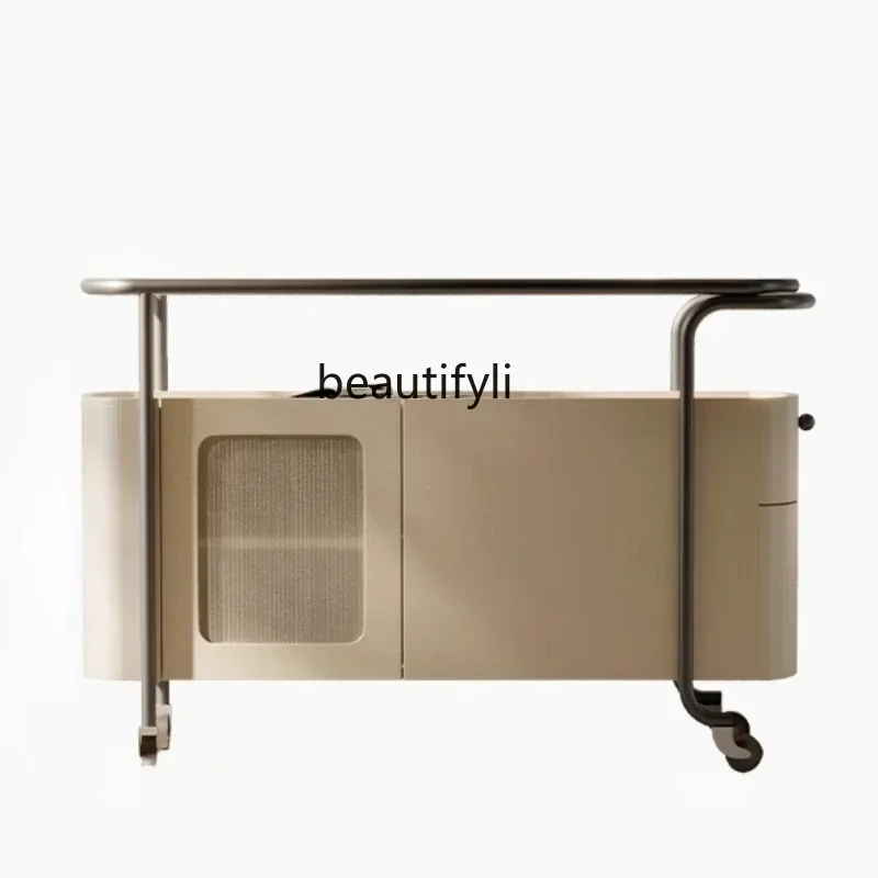

Cream wind movable side several long narrow sofa side cabinet, designer creative cart advanced sense