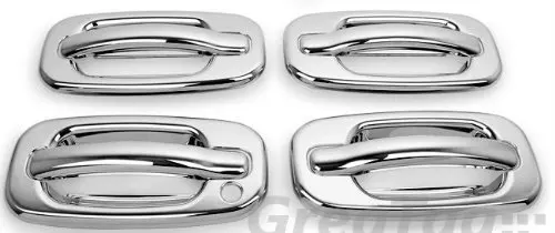 

Premium Grade Chrome Plated 4 Doors Handle Cover W/O Passenger Side Keyhole for 02-06 Chevy Avalanche/99-06 Silverado/07 Classic