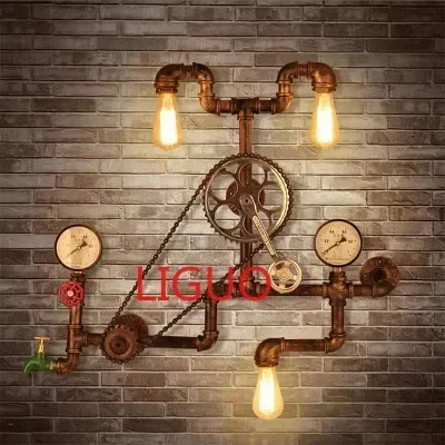 

American Retro Gear Wall Lamp Dining Room Internet Coffee Living Coffee Shop Loft Industrial Style Creative Water Pipe