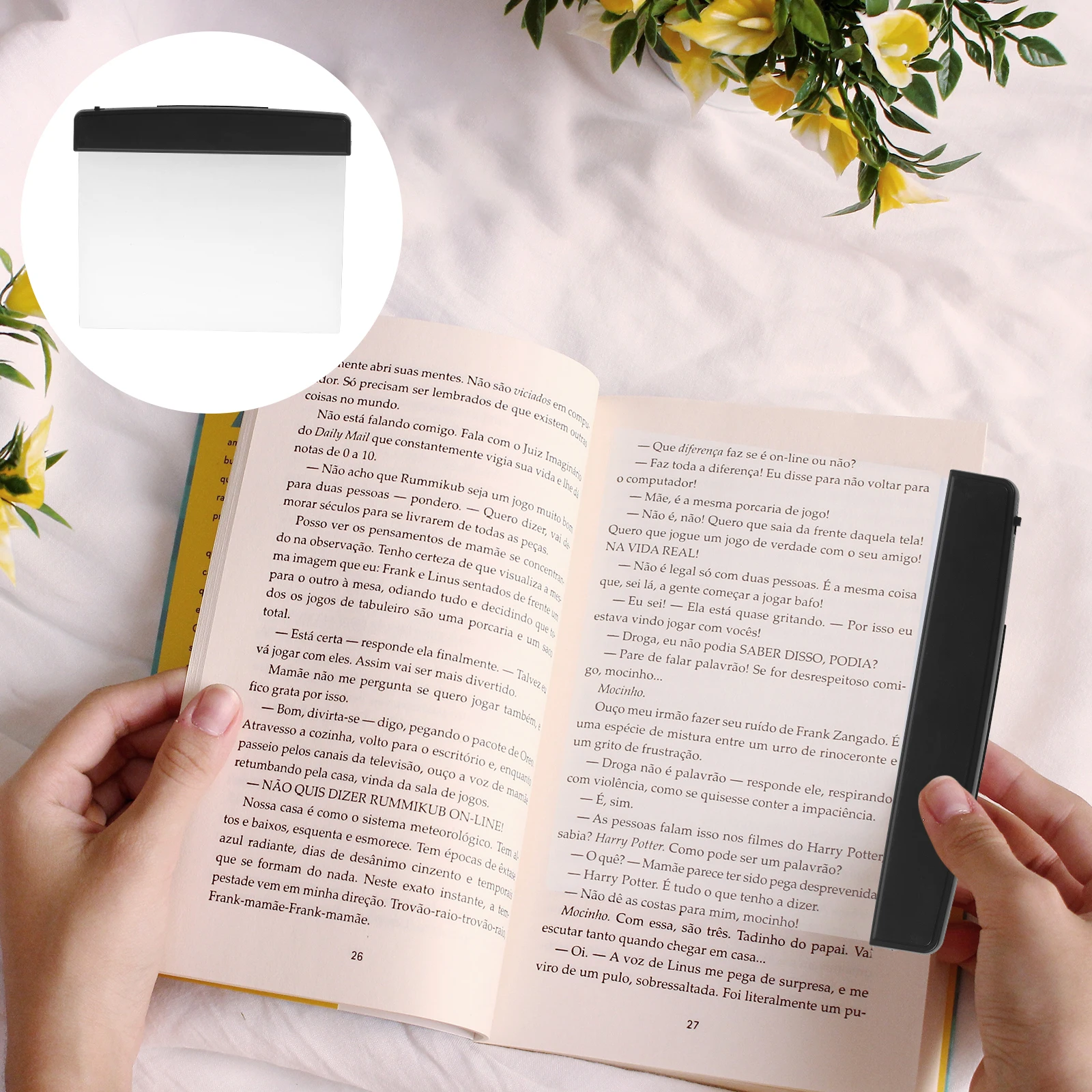 

Portable Clip on Book Light Night Reading Lamp Plastic Comfortable Lighting Panel Without Wiring Powered Bed Use Small