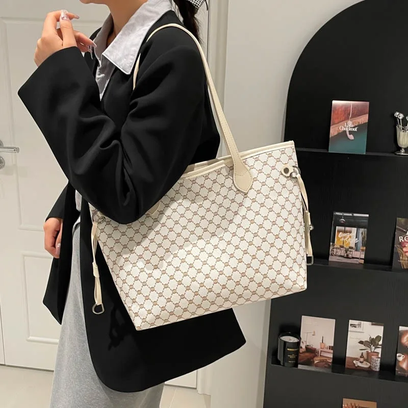 

Retro Color Block Tote Bag - Women's Large Capacity Versatile Commuter Shoulder Bag