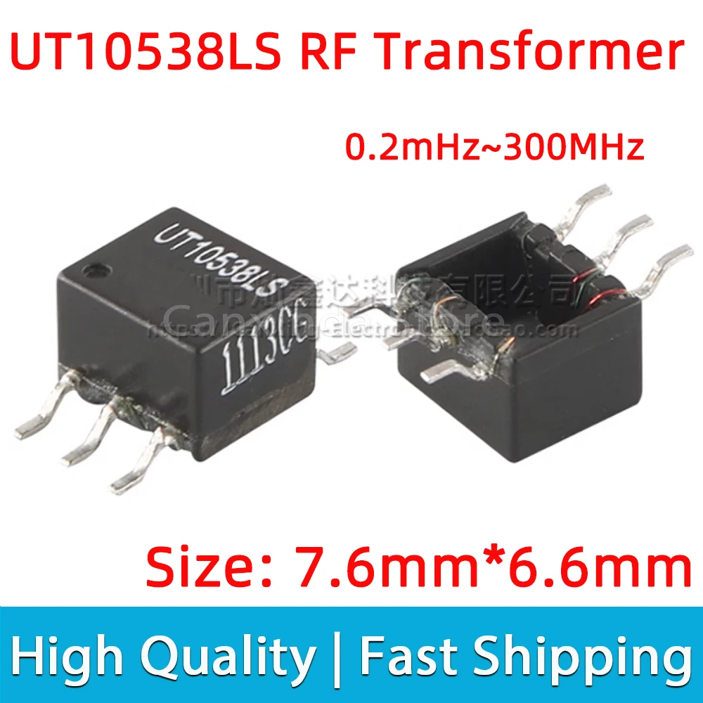 2pcs UT10538LS SMD SMT RF Transformer Isolation Frenquency 0.2MHz-300MHz Impedance Ratio 4:1 Turns Ratio 2CT:1CT Isolated