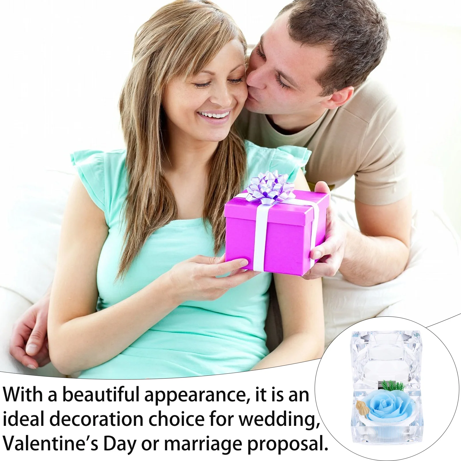 

1Pcs Romantic Rose Bud Jewelry Box Preserved Flower Design Luxurious Ring Earring Organizer Wedding Valentine Gift Decorative