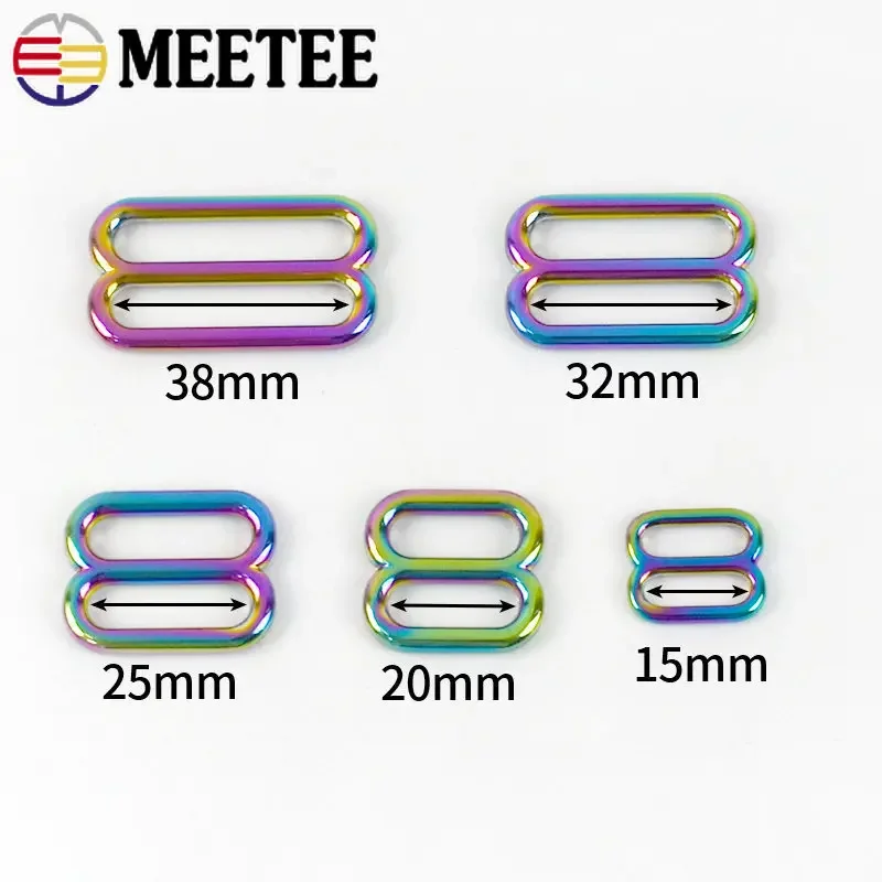 5/10Pcs 15-38mm Matel Tri-Glide O Ring Buckle Rainbow Adjustable Clasp Bra Bikini Webbing Belt Backpack Hooks Sewing Accessories