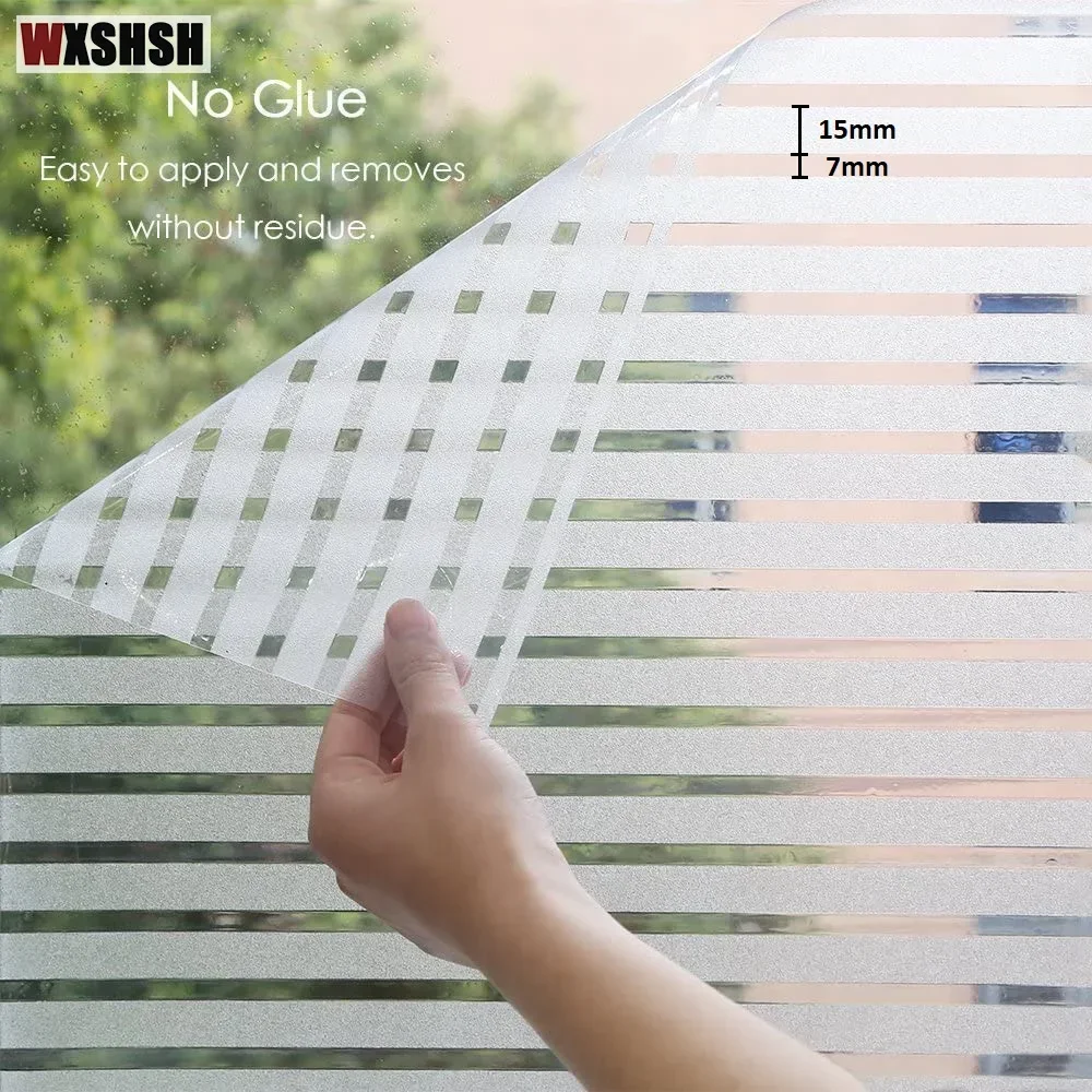 Thermal-Insulating Stripe Glass Film, Static Cling, Frosted Privacy Protection, Explosion-Proof, Reusable,  Home Decoration