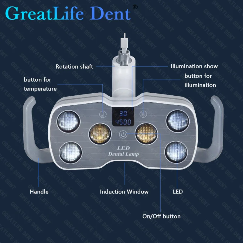 GreatLife Dent Floor Stand Dental Operating Led Light Lamp 9w 6 Leds Cold Shadowless Operation Lamp Moveable 360 Degrees 700mm