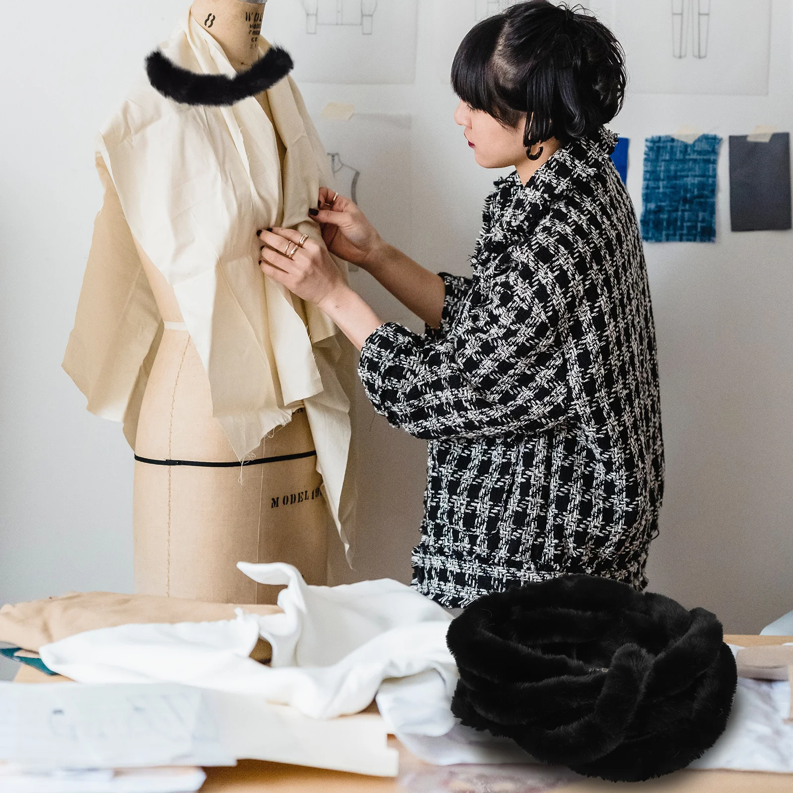 

1pc Faux Trim Artificial Roll For Diy Chinese Style Hat White Decoration Hanfu Xmas Costume Craft Vintage Clothing Accessory