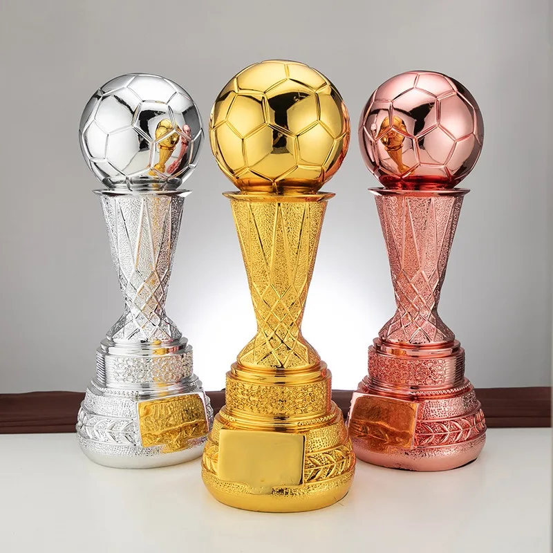 Football trophy 38cm high Championship Cup Campus sports competition award resin craft decoration fan crown Asia season