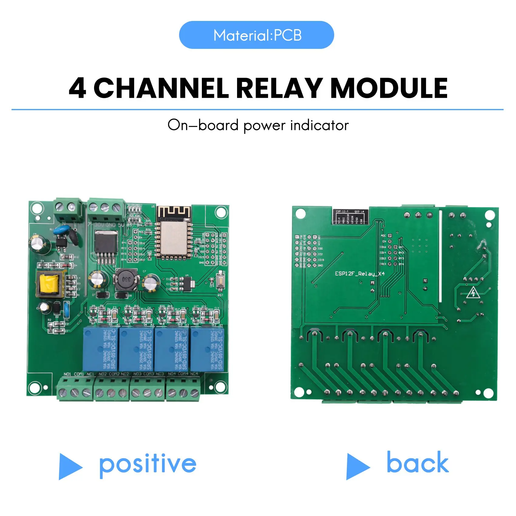 SCLS ESP8266 Wireless WIFI 4 Channel Relay Module ESP-12F Wifi Development Board for 5V/8-80V Power Supply