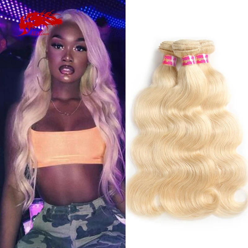 

Ali Queen Hair Virgin Hair Body Wave 613 Blonde bundles 100% Human Hair goddess braids With Double Drawn 8" ~ 30" Hair Weaving