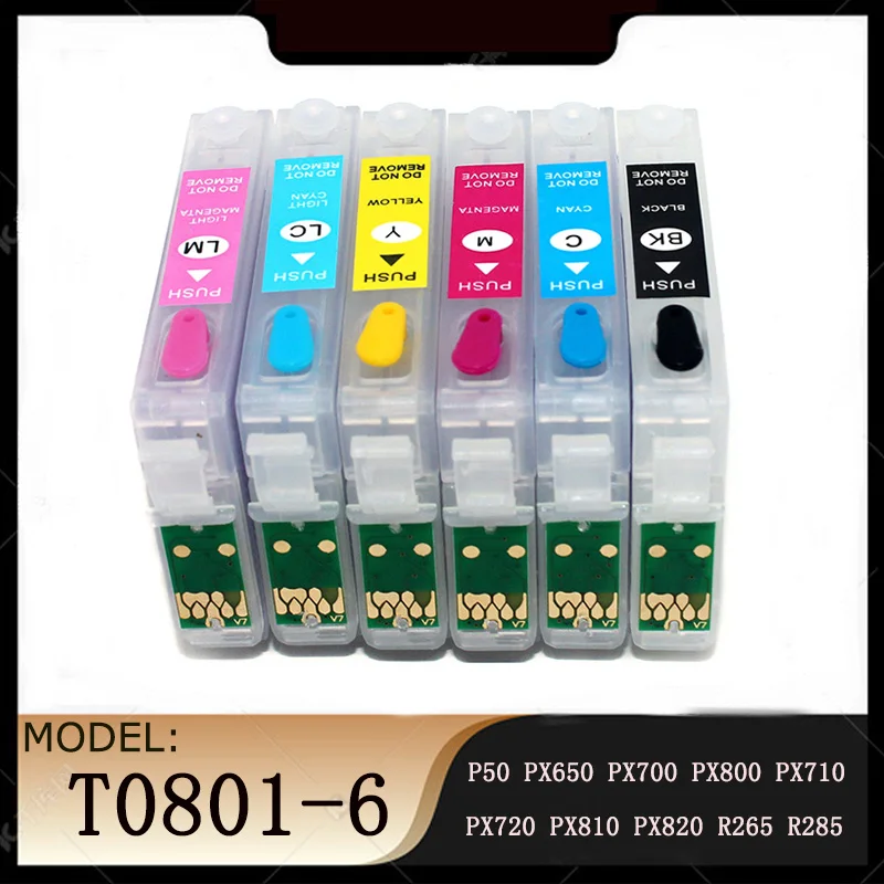 Vilaxh T0801 T0806 Refillable ink cartridge for epson P50 PX650 PX700 PX800 PX710 PX720 PX810 PX820 R265 R285 R360 RX560 RX585